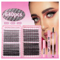4PCS Hotmelt DIY Self-grafting Large Capacity 640 Single-cluster Thick European And American False Eyelash Book Set