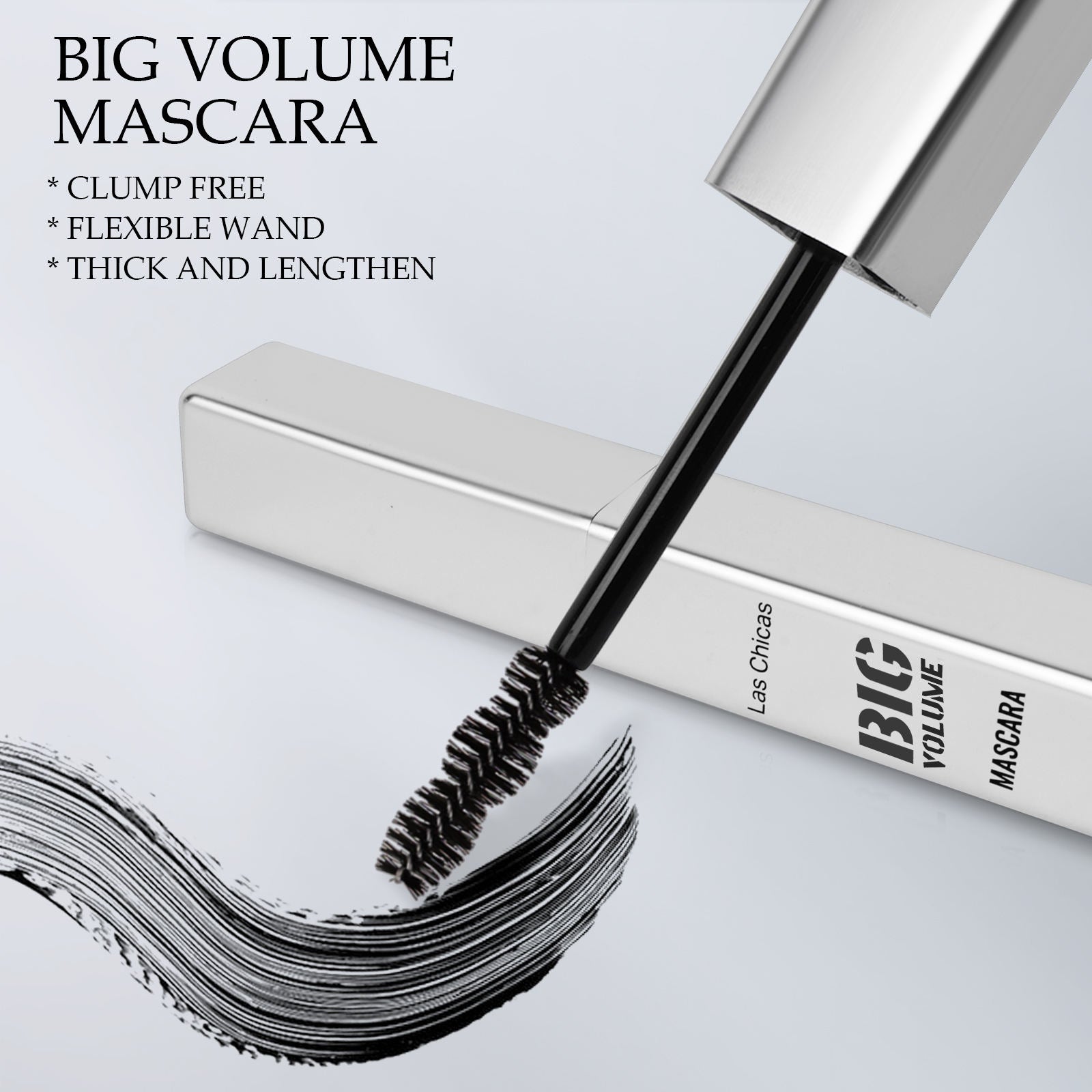 2pcs Las Chicas 12-hour Long-lasting Waterproof 10ml Ultra Volumizing Lengthening Clump-free Oil-proof Black Mascara