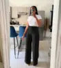 Wholesale High Waist Zipper Side Long Straight Legs Pants