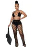 Hot Sale Crochet Fishnet Bikini Set Hollow Out Sexy 2 Piece Set Women Sexy Lace up Bra Knitted Pants Beach Two Piece Set