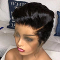 Short Pixie Cut Wig Human Hair 12A Lace Front Human Hair Wigs for Women Natural Black Bob Straight Lace Wigs for Women 8-10"