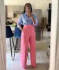 Wholesale High Waist Zipper Side Long Straight Legs Pants