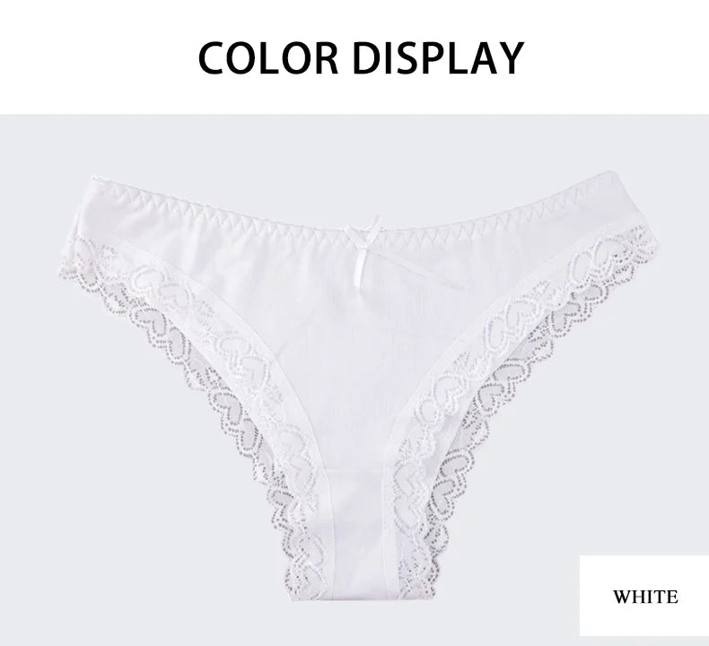 Women's Panties Sexy Lace Cotton Briefs Solid Color Low Rise Knickers Plus Size Girls Underwear Ladies Lingerie M L XL 5 Pcs/set