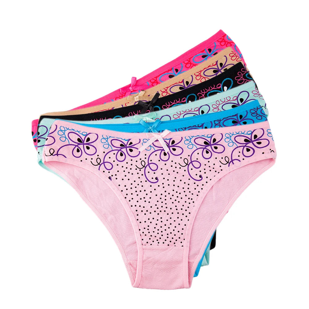 Women's Panties Sexy Lace Cotton Briefs Solid Color Low Rise Knickers Plus Size Girls Underwear Ladies Lingerie M L XL 5 Pcs/set