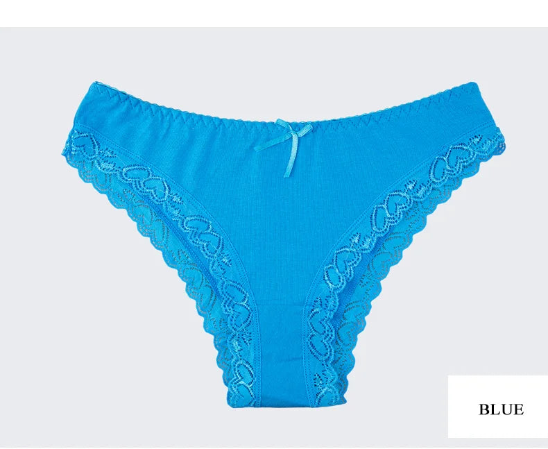 Women's Panties Sexy Lace Cotton Briefs Solid Color Low Rise Knickers Plus Size Girls Underwear Ladies Lingerie M L XL 5 Pcs/set