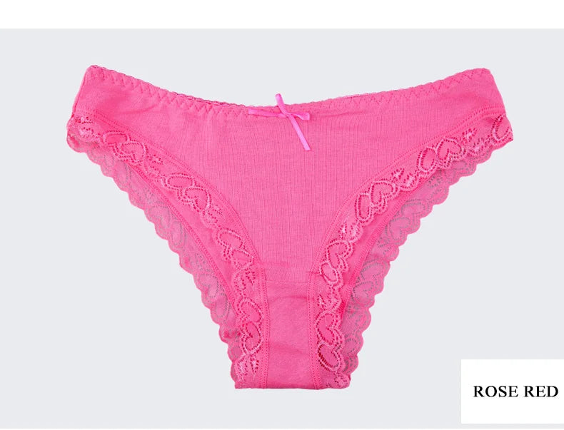 Women's Panties Sexy Lace Cotton Briefs Solid Color Low Rise Knickers Plus Size Girls Underwear Ladies Lingerie M L XL 5 Pcs/set