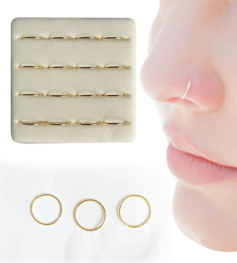 8mm Nose Ring 925 Sterling Silver plain Nose Hoop Piercing 16pcs/pack