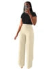 Wholesale High Waist Zipper Side Long Straight Legs Pants