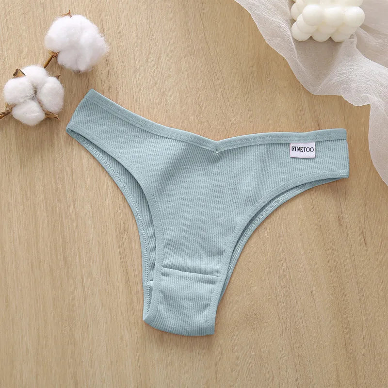 Women's Comfortable Cotton Brazilian Bikini Panties Low-Rise Solid Color Ladies' Underwear Knitted Intimates for Girls