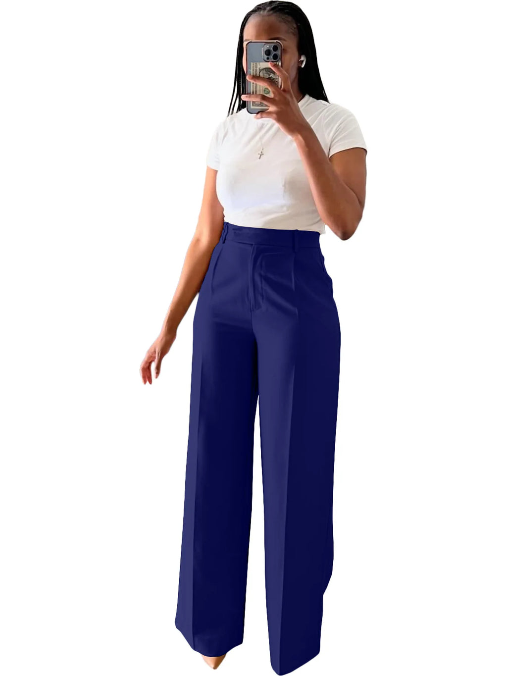 Wholesale High Waist Zipper Side Long Straight Legs Pants
