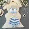 Wholesale New Design Women Crochet Beach Crop Top Sexy Knitting Hollow Bra Bikini Sets