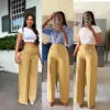 Wholesale High Waist Zipper Side Long Straight Legs Pants