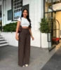 Wholesale High Waist Zipper Side Long Straight Legs Pants