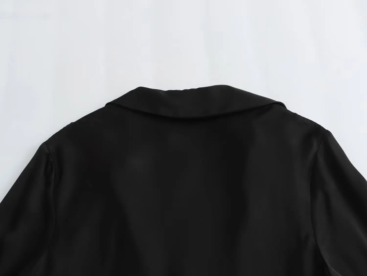KONDALA Sexy Black Satin Bow Tie Shirts Women Long Sleeve V Neck Slim Blouses Fashion 2025 Autumn Elegant Silky Tops