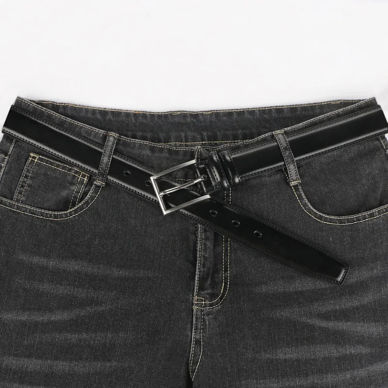 Men's Cowhide Genuine Leather Belt, Classic Casual Belt For Jeans Trousers, Work And Business Gift For Dad And Husband