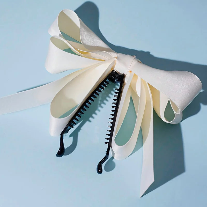 Hair Bows for Women, Bow Hair Clips, Silky Satin Hair Bows for Girls, Neutral Colors Hair Ribbon, Cute Bow Clips for Women