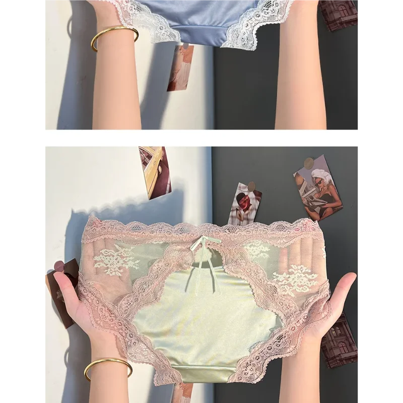 Panties Women‘s Underwear Sexy Lace Panties Thongs Sexy Brazilian Pants Silk Breathable Girls Underwear Plus Size Lingerie