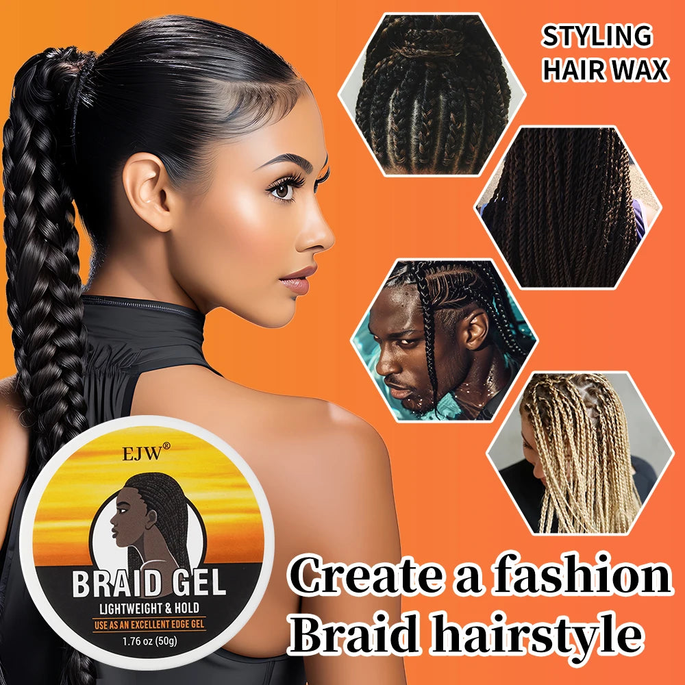 EJW Hair Braid Gel,Styling Wax For Natural Look Braid Style Curl Defining, Ehancing, Styling Waxes For Fly Away&Edge Frizz Hair.