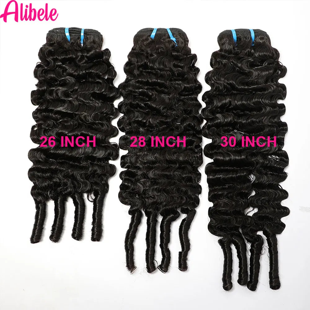 Alibele Hair 12A Grade Burmese Pixie Curly Human Hair Bundles Extension Remy Hair Weave Bundles Wholesale 1/3/4 Bundles Deal #1B