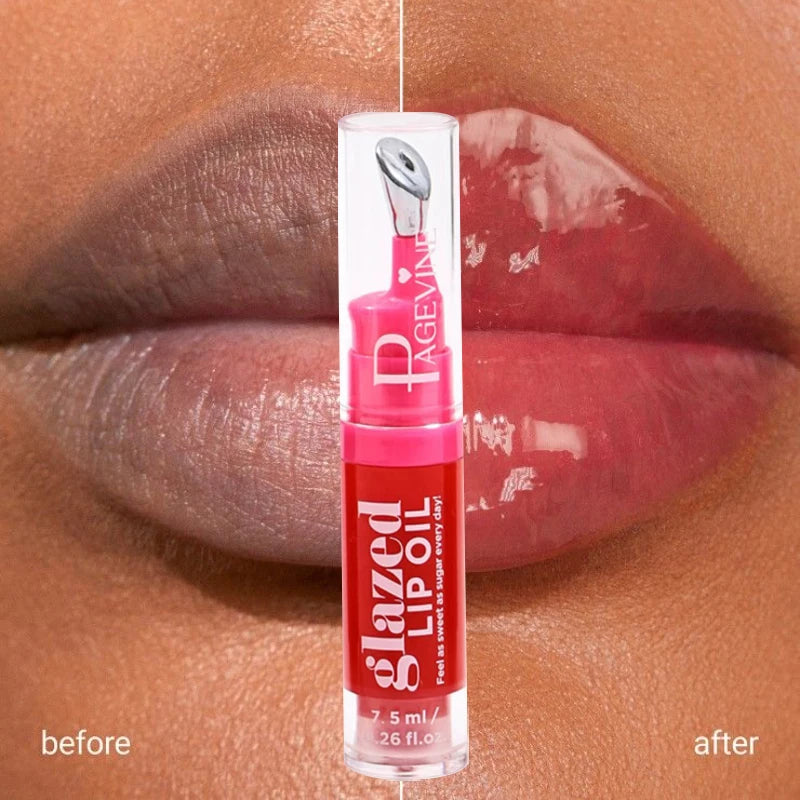 Glazed Lip Oil With Innovative Pump Design Ice Sensation Soft Lasting Glossy Hydrating Lip Gloss Deeply Moisturizing Lip Balm