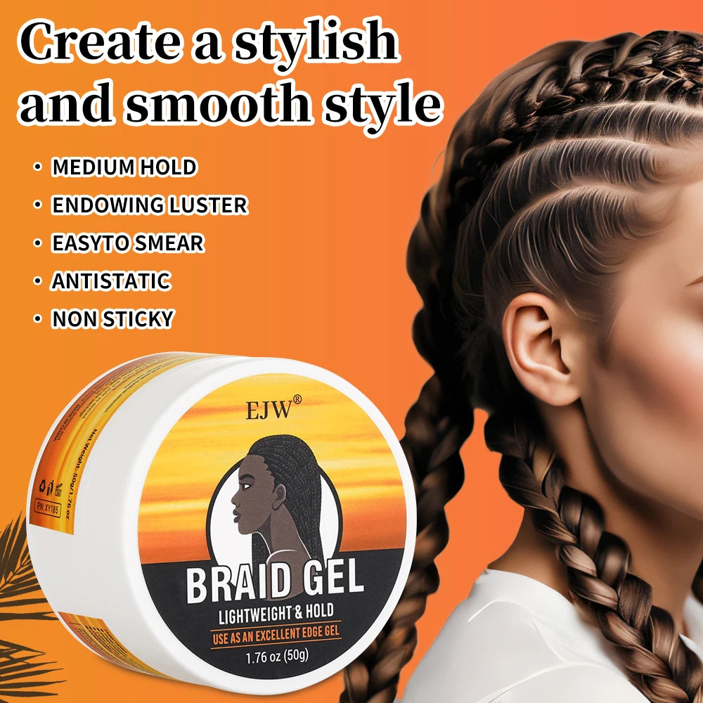 EJW Hair Braid Gel,Styling Wax For Natural Look Braid Style Curl Defining, Ehancing, Styling Waxes For Fly Away&Edge Frizz Hair.