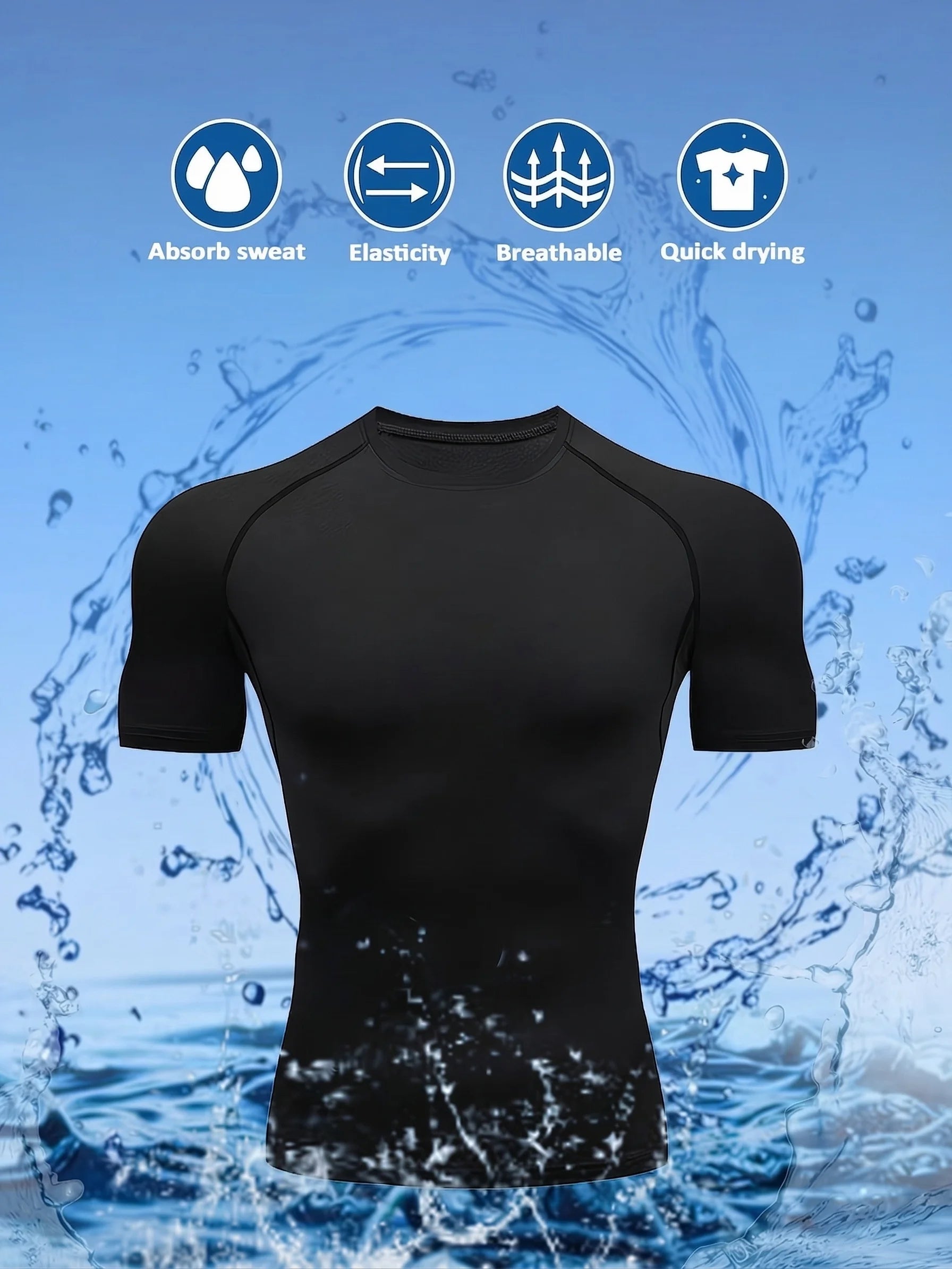 Men's fitness clothes, short sleeves, tight fitting T-shirts, quick drying sportswear, training clothes