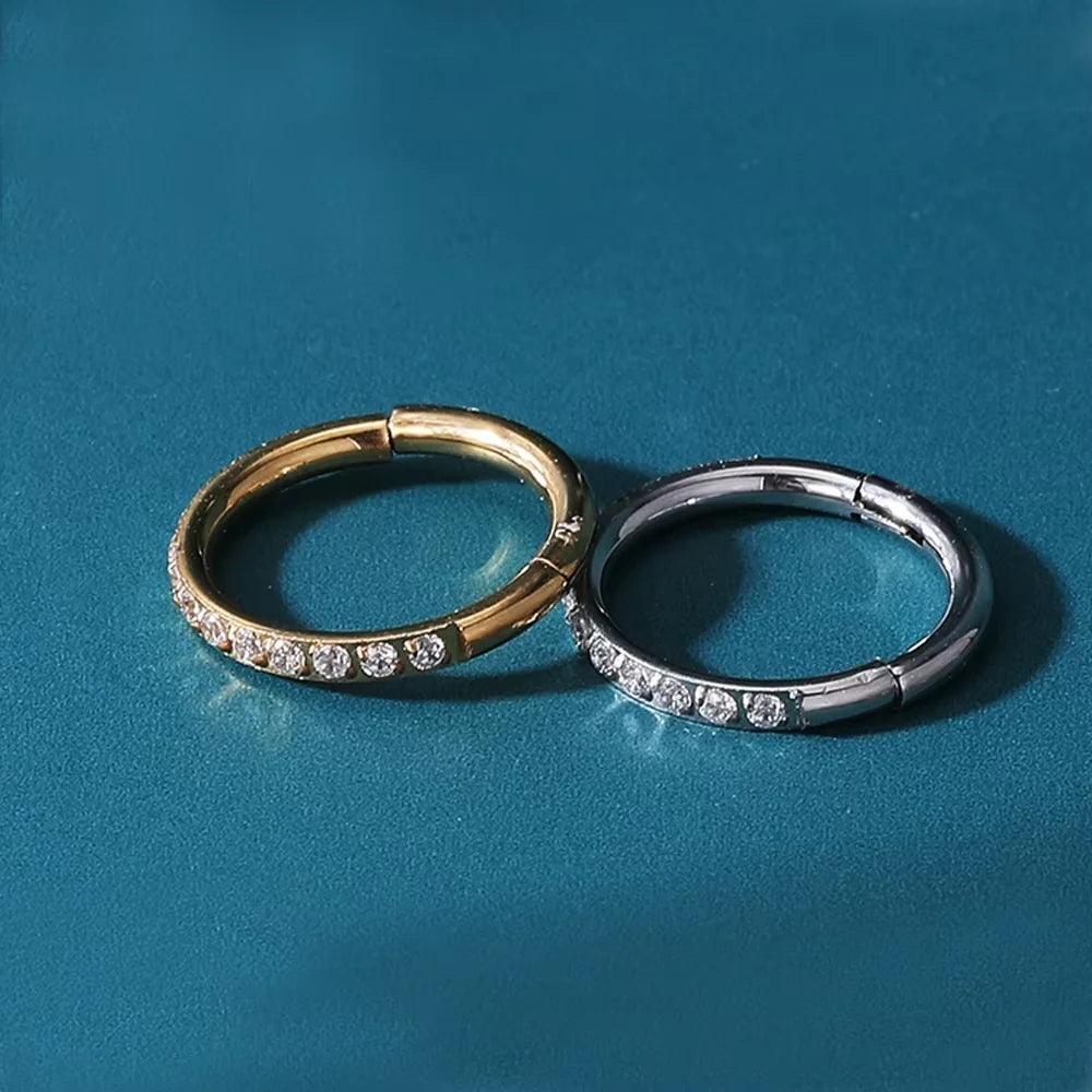 1/10Pcs G23 Titanium 14G/16G/18G Nose Rings Hinged Segment Ear Cartilage Tragus Earrings Hoops Septum Clicker Piercing Jewelry