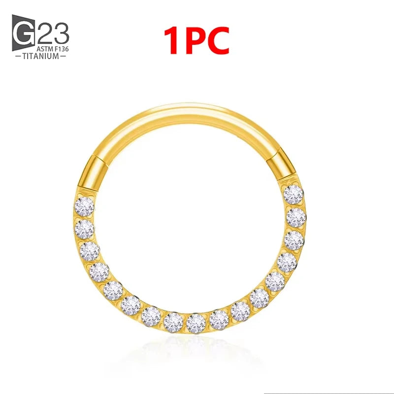 1/10Pcs G23 Titanium 14G/16G/18G Nose Rings Hinged Segment Ear Cartilage Tragus Earrings Hoops Septum Clicker Piercing Jewelry