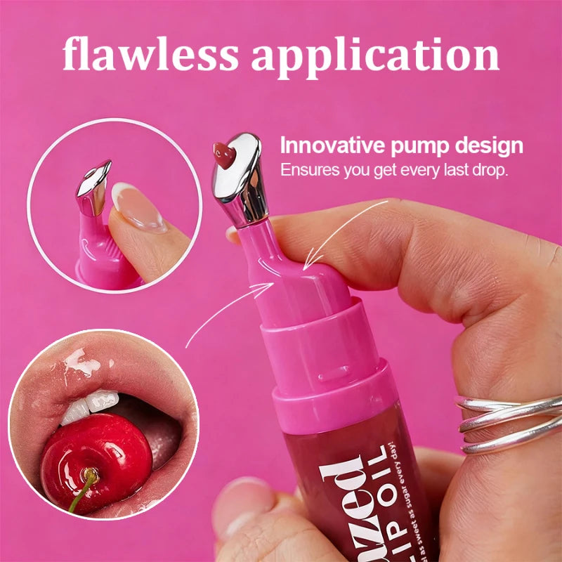 Glazed Lip Oil With Innovative Pump Design Ice Sensation Soft Lasting Glossy Hydrating Lip Gloss Deeply Moisturizing Lip Balm