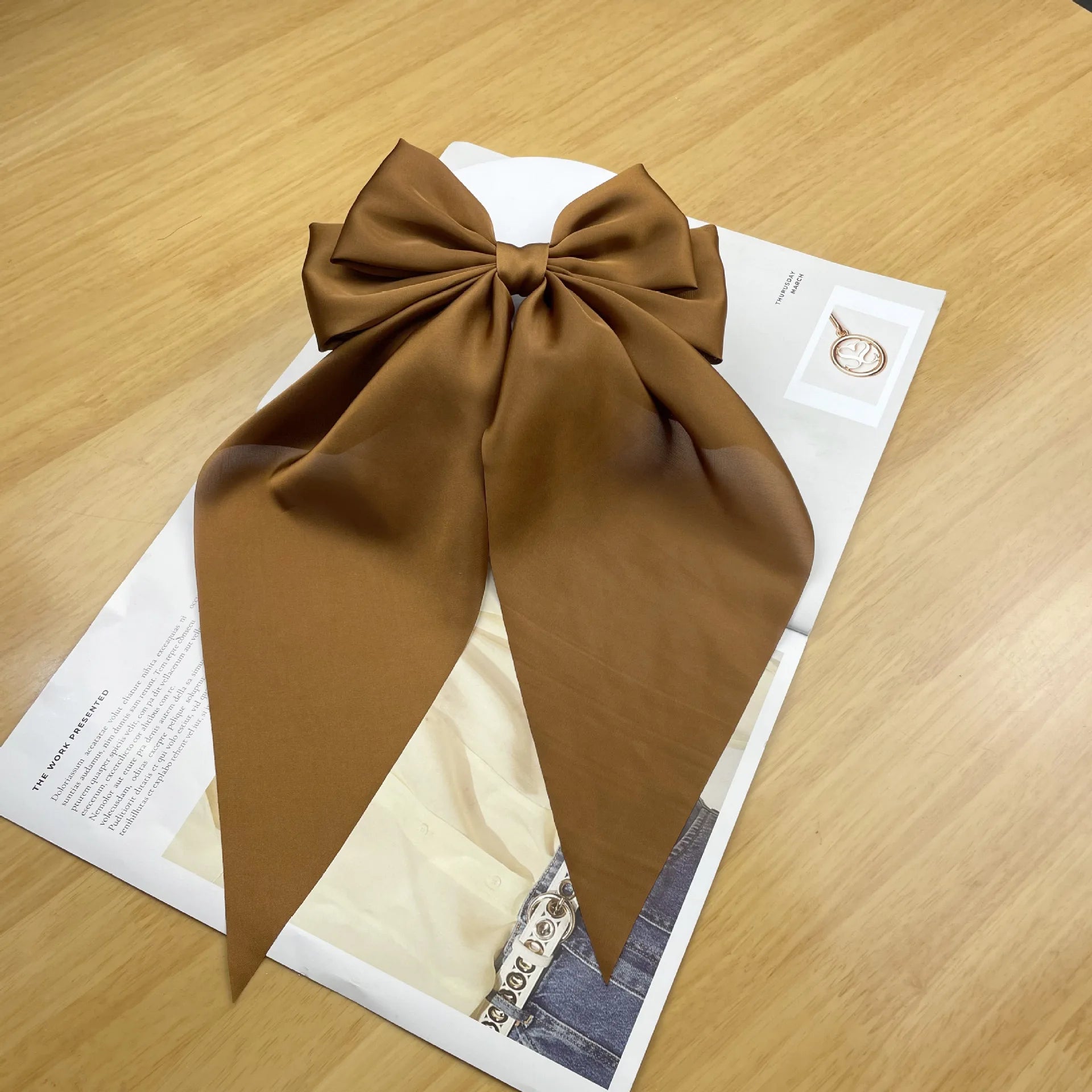 Hair Bows for Women, Big Bow Hair Clips for Girls, Silky Satin Hair Bows Clips Oversized Long Tail, Large Hair Barrettes Cute Ae