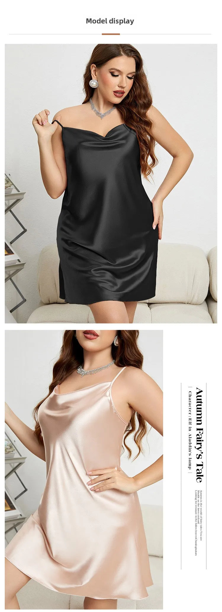 Sexy Solid Color Plus Size Sleepwear for Women Fashion Silk-like Suspender Nightgown Leisure Home Clothes Spring Summer Pajamas