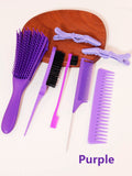 7pcs edge hair brushes curly scalp massage combs stainless steel ponytail combs fashionable hair clip Special for real hair wigs