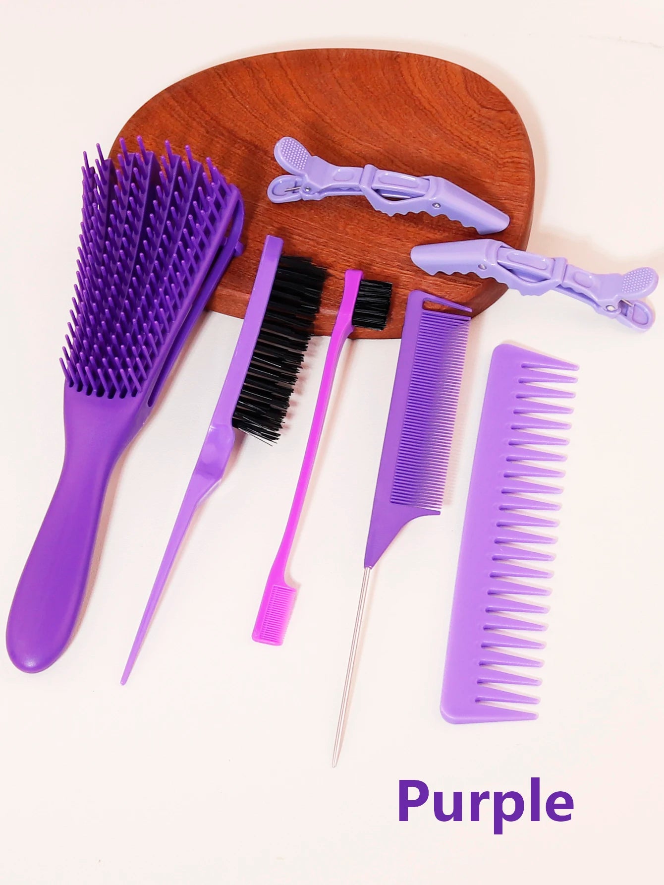 7pcs edge hair brushes curly scalp massage combs stainless steel ponytail combs fashionable hair clip Special for real hair wigs
