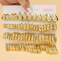 6 PAIRS-36 PAIRS Trendy Golden C-shaped, Water-droplet, Threaded Earring Set, With Innovative Design,Women's Daily Needs