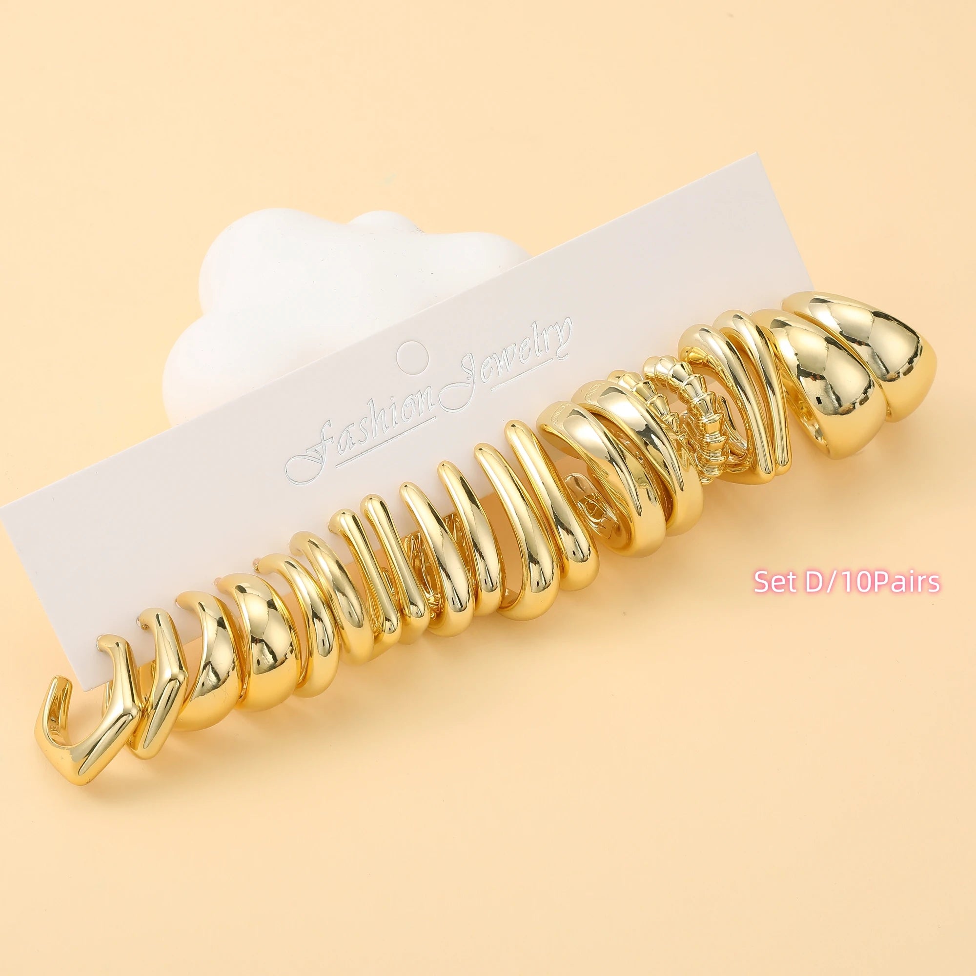 6 PAIRS-36 PAIRS Trendy Golden C-shaped, Water-droplet, Threaded Earring Set, With Innovative Design,Women's Daily Needs