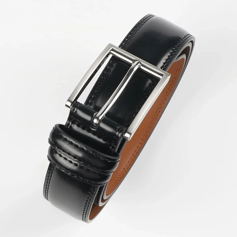 Men's Cowhide Genuine Leather Belt, Classic Casual Belt For Jeans Trousers, Work And Business Gift For Dad And Husband