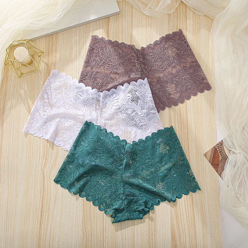 3Pcs Women Panties Sexy Lace Female Underpants Plus Size Underwear Large Size Lightweight Seamless Low Waist Briefs Breathable