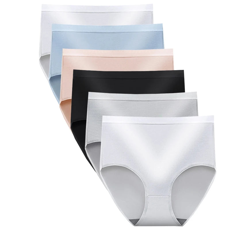 6pcs Women Hip Lift Panties Lady Large Size High Waist Underwear Fashion Girls Briefs Breathable Panty Plus Size Female Lingerie