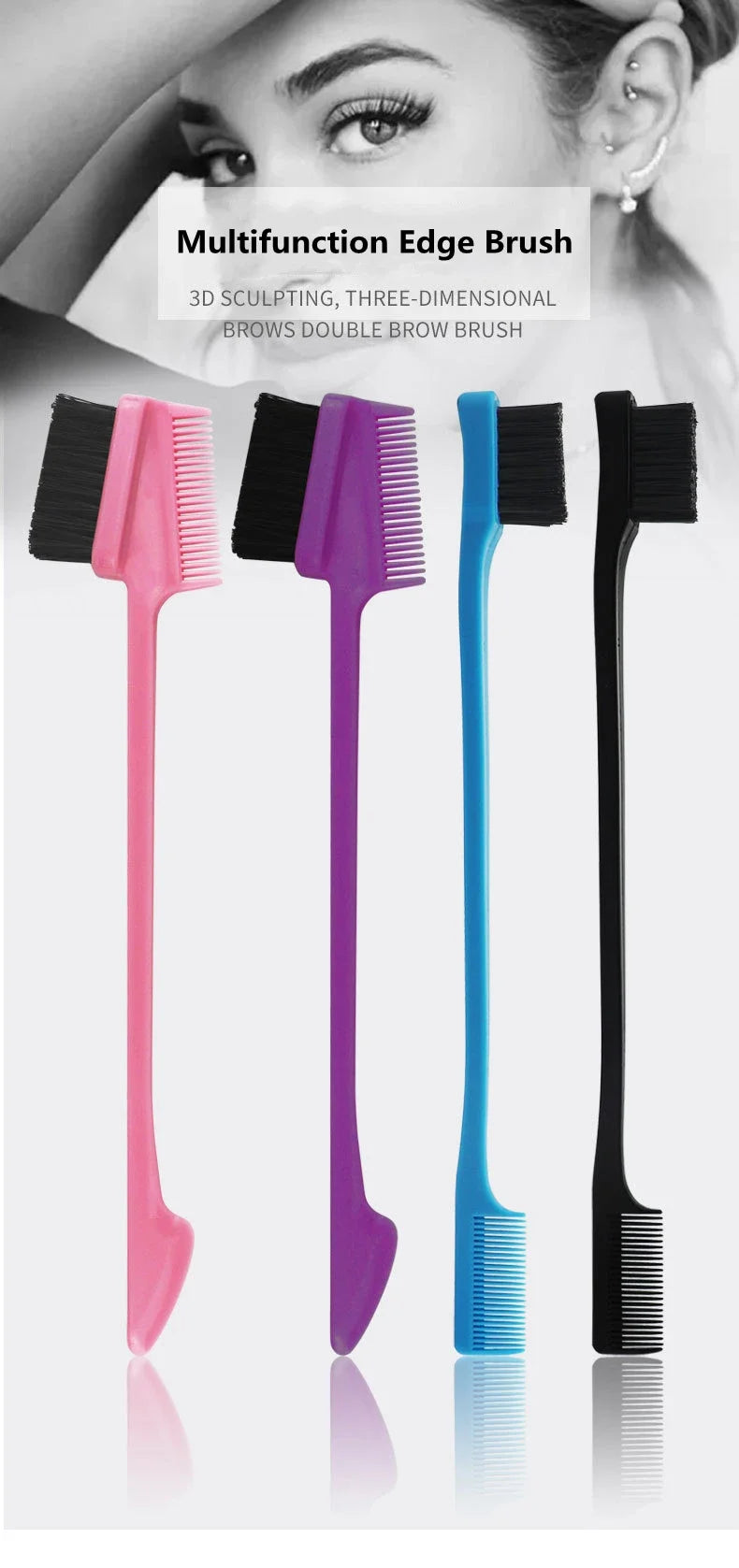 Three-headed Eyebrow Brush Shredded Hair Brush Comb Hair Dye Brushes Hair Care Hair Edge Control Hairdressing Gel Brush Styling