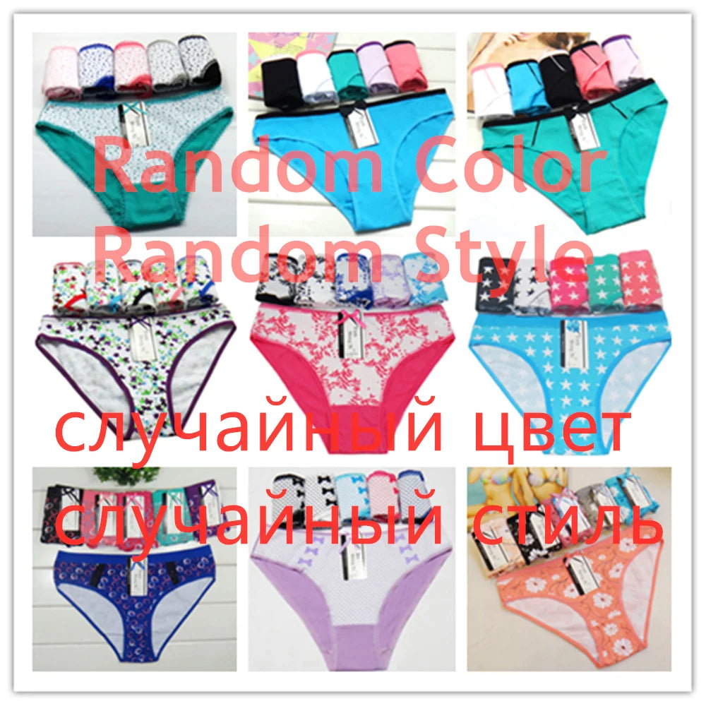 Women's Panties Sexy Lace Cotton Briefs Solid Color Low Rise Knickers Plus Size Girls Underwear Ladies Lingerie M L XL 5 Pcs/set