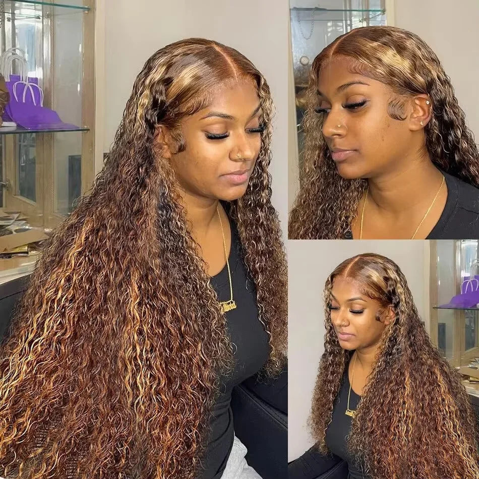 Highlight Brazilian 13x4 lace front colored wig on sale Deep wave 13x6 hd lace frontal curly wigs human hair for women Choice