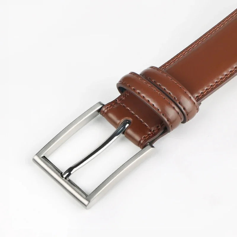 Men's Cowhide Genuine Leather Belt, Classic Casual Belt For Jeans Trousers, Work And Business Gift For Dad And Husband