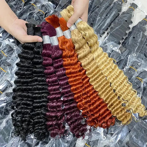 #350 Ginger Orange Human Hair Bulk Curly Hair Bundles For Boho Braids Braiding Hair Extension No Weft cabelo humano indiano