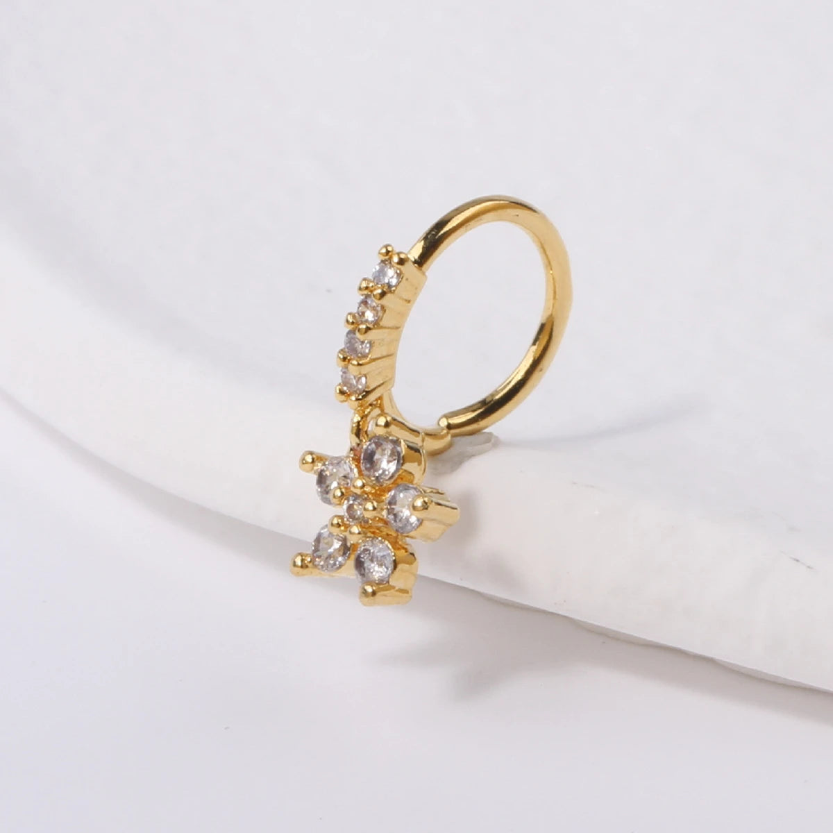 Nose Rings Hoop for Women Men Body Piercing Jewelry Cartilage Earring Nose Dangling CZ Cross Crown Starfish Dangle Nose Ring