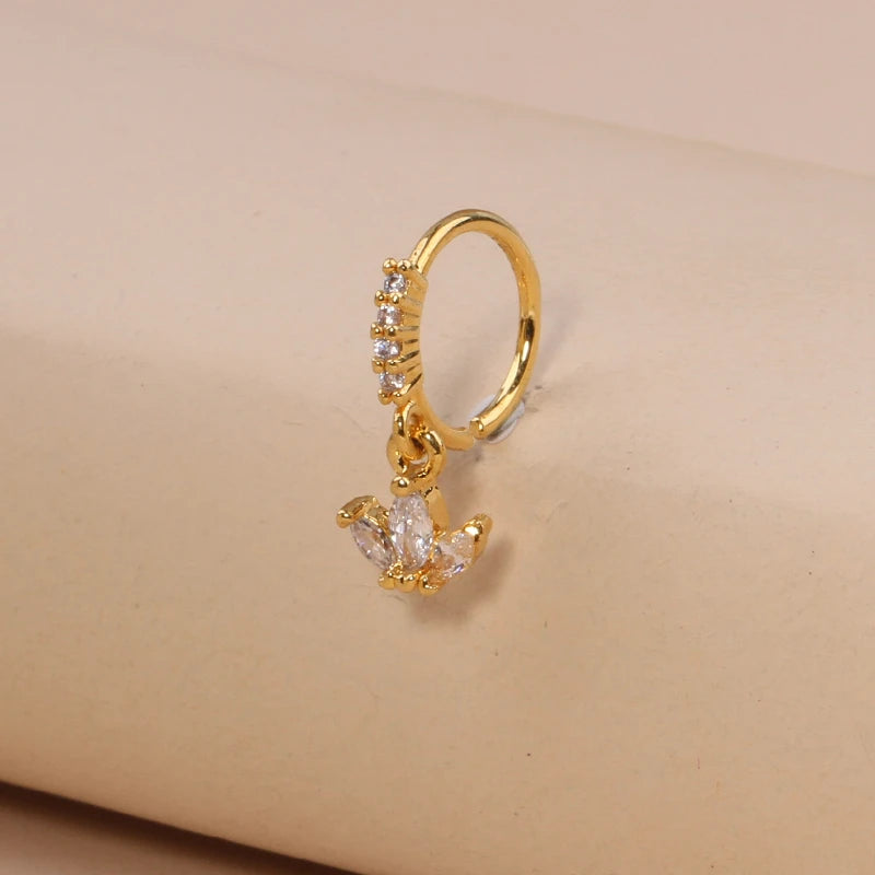 Nose Rings Hoop for Women Men Body Piercing Jewelry Cartilage Earring Nose Dangling CZ Cross Crown Starfish Dangle Nose Ring