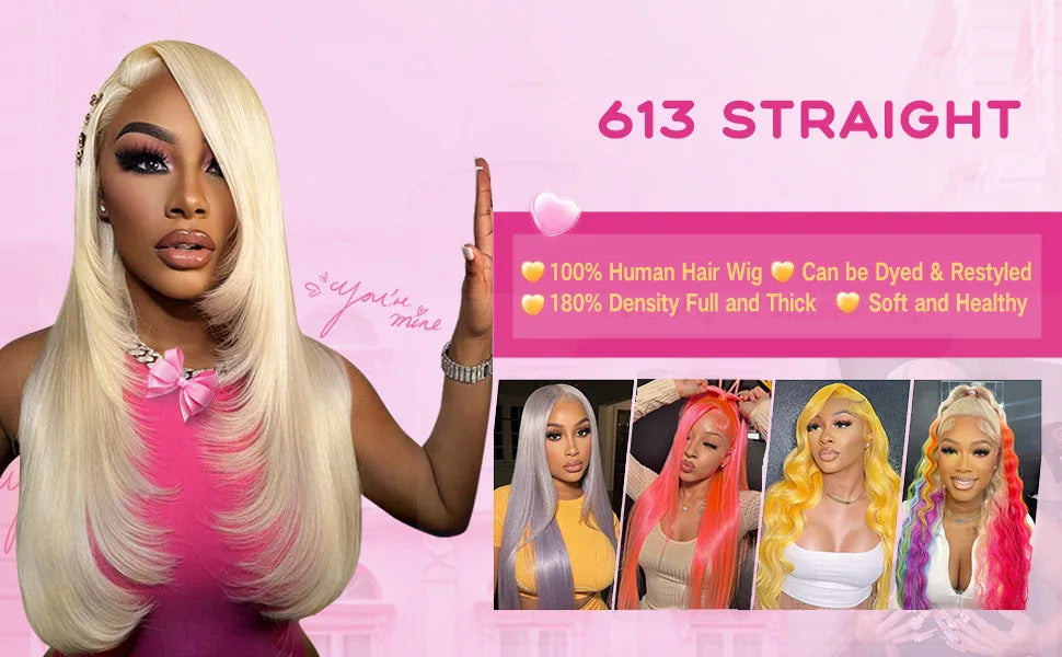 220 Density 30 Inch Straight Blonde 613 Hd Lace Frontal Wig 13x6 Brazilian Colored For Women 13x4 Lace Front Wig Human Hair Wigs
