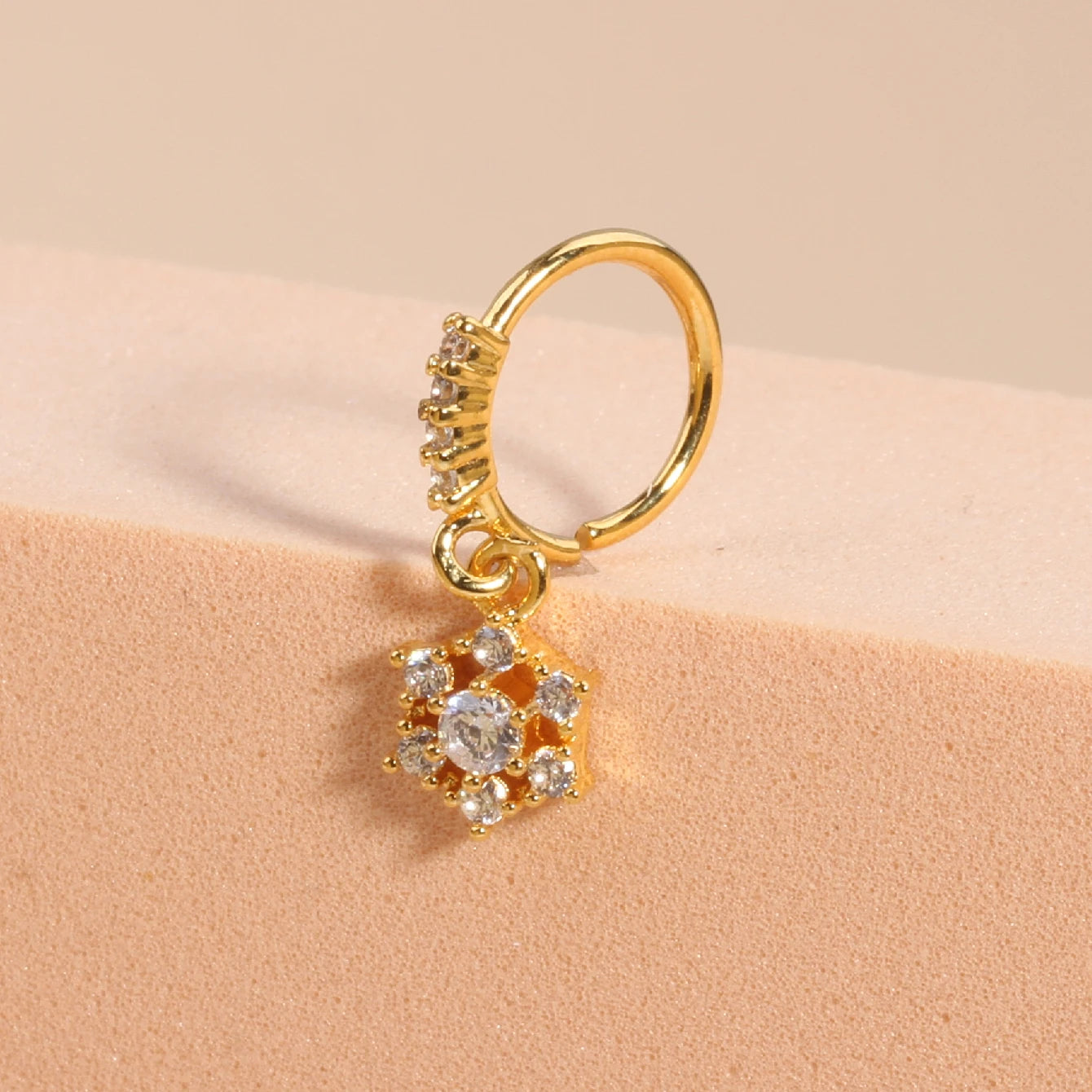 Nose Rings Hoop for Women Men Body Piercing Jewelry Cartilage Earring Nose Dangling CZ Cross Crown Starfish Dangle Nose Ring