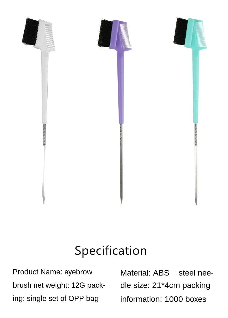 Three-headed Eyebrow Brush Shredded Hair Brush Comb Hair Dye Brushes Hair Care Hair Edge Control Hairdressing Gel Brush Styling
