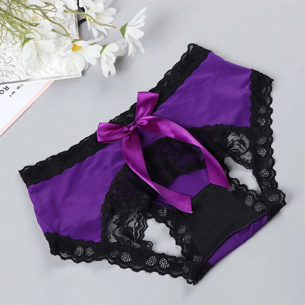 Women Sexy Panties Hips Bowknot Crotchless Panties Knickers Sexy Lingerie Underwear ropa interior femenina Open Crotch Briefs