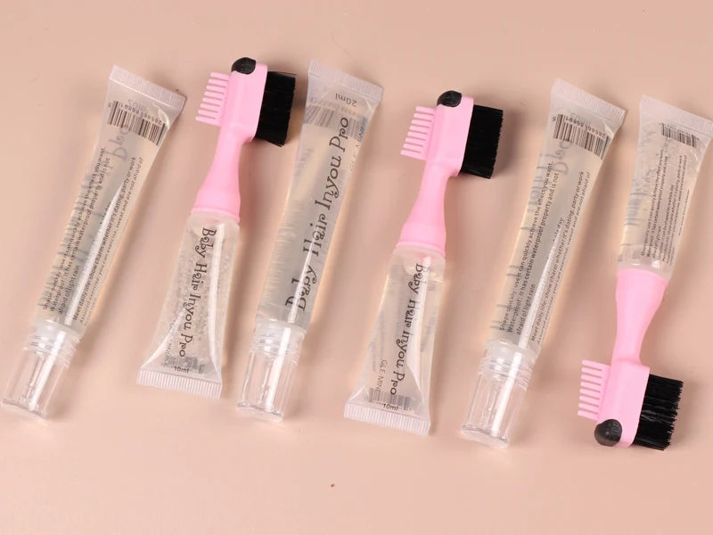 1Pcs Hair Styling Edge Control Gel With Brush For Baby Hair Portable Hair Fixative Gel Hair Cream For Natural Hair Africa 10Ml